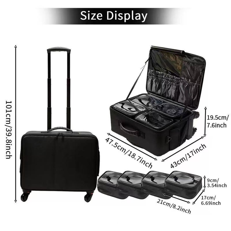 Large Capacity Height-Up Professional Pull Rod Bag Professional Tattoo Cosmetic Case Makeup Eyelash Nail Beauty Tools Storage - Image 1